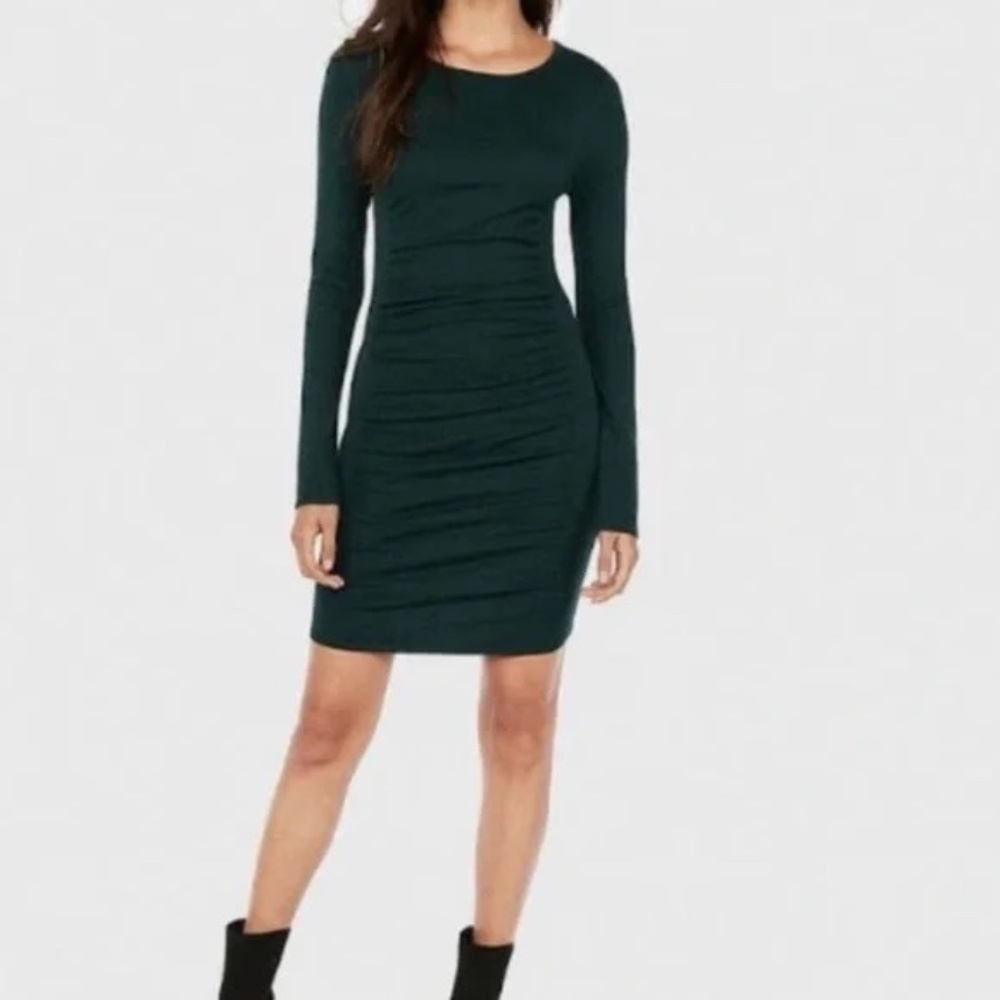 Green Ruched Sweater dress